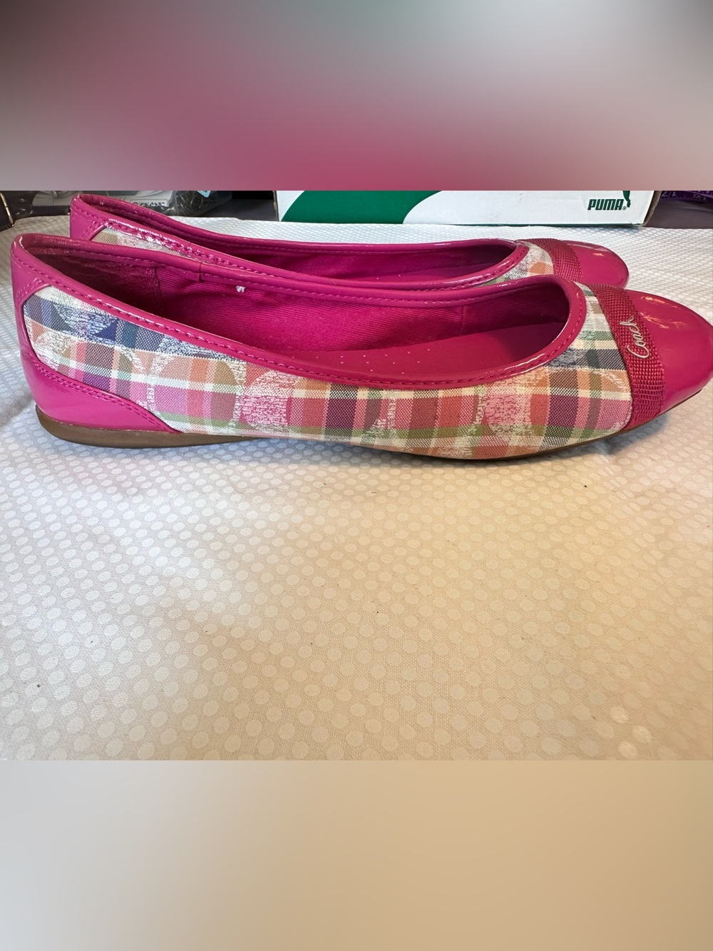 Coach Pink Plaid Ballet Flats 7.5 EUC